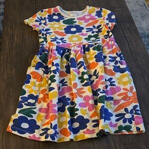 Hanna Andersson White Floral Pocket Dress with Blue, Yellow, Pink & Green